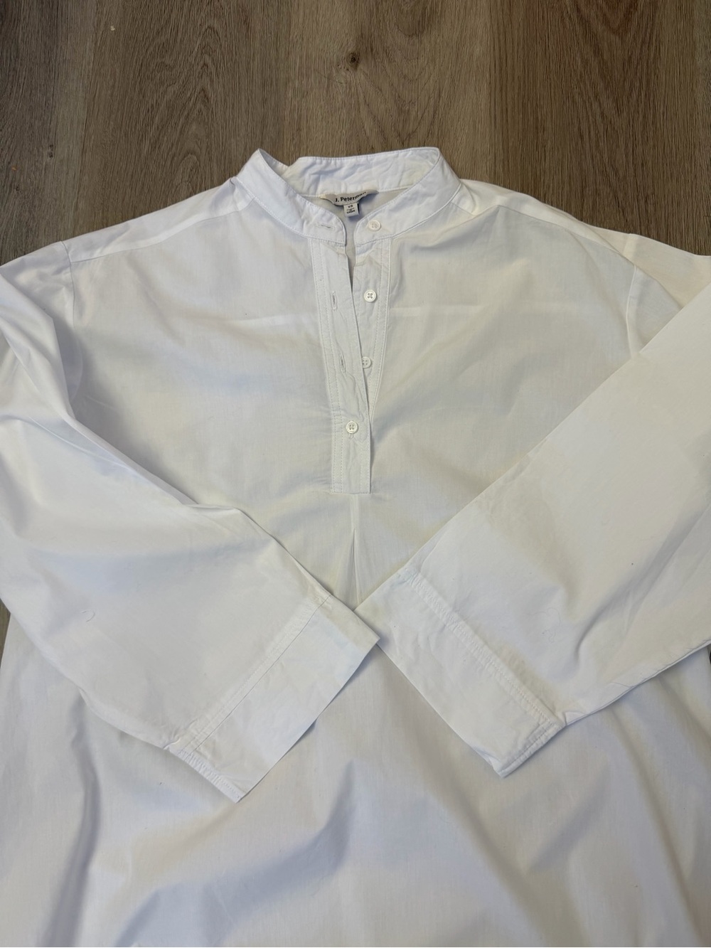J. Peterman White Mandarin-Collar Tunic Nightshirt - Picture 4 of 8